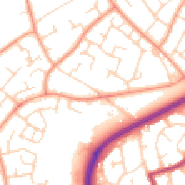 Daytime road noise heatmap for RH11 0BL