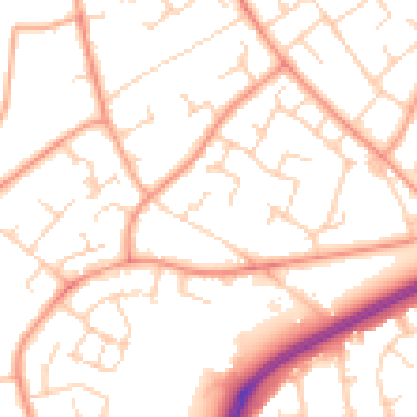 Daytime road noise heatmap for RH11 0BN