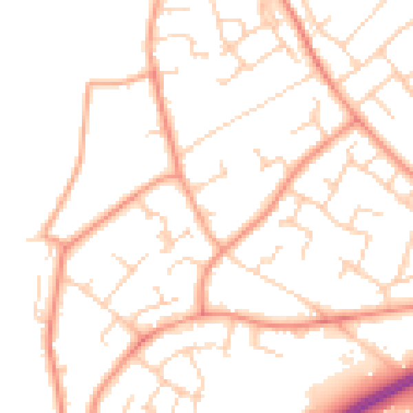 Daytime road noise heatmap for RH11 0BP