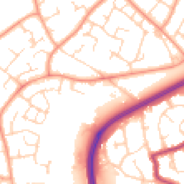 Daytime road noise heatmap for RH11 0BS
