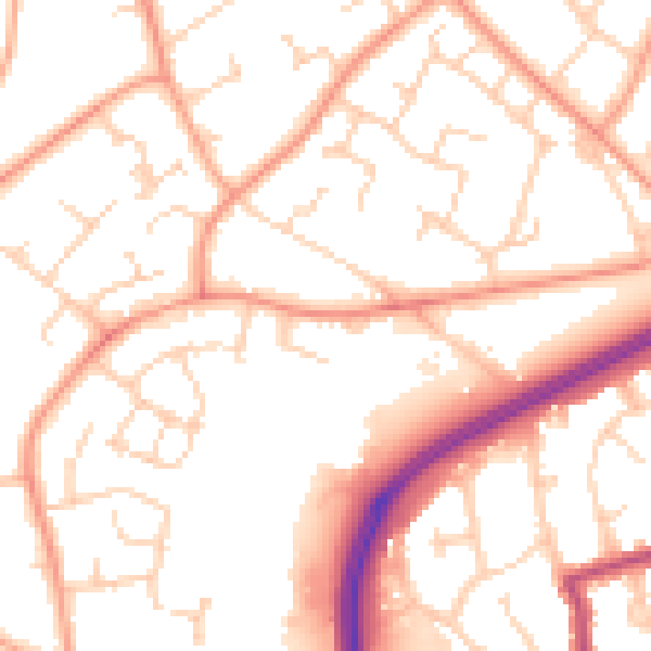 Daytime road noise heatmap for RH11 0BT