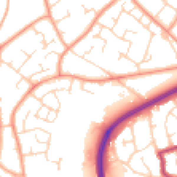 Daytime road noise heatmap for RH11 0BU