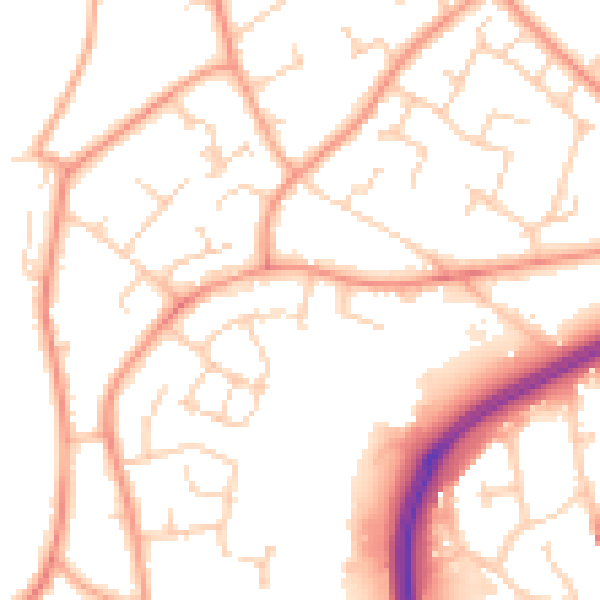 Daytime road noise heatmap for RH11 0BX