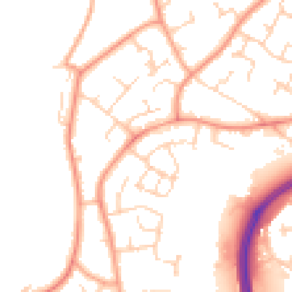 Daytime road noise heatmap for RH11 0BY