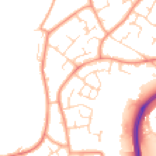 Daytime road noise heatmap for RH11 0DA