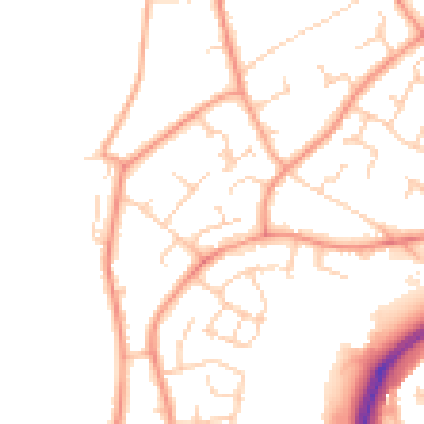 Daytime road noise heatmap for RH11 0DD