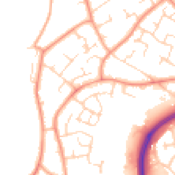 Daytime road noise heatmap for RH11 0DF