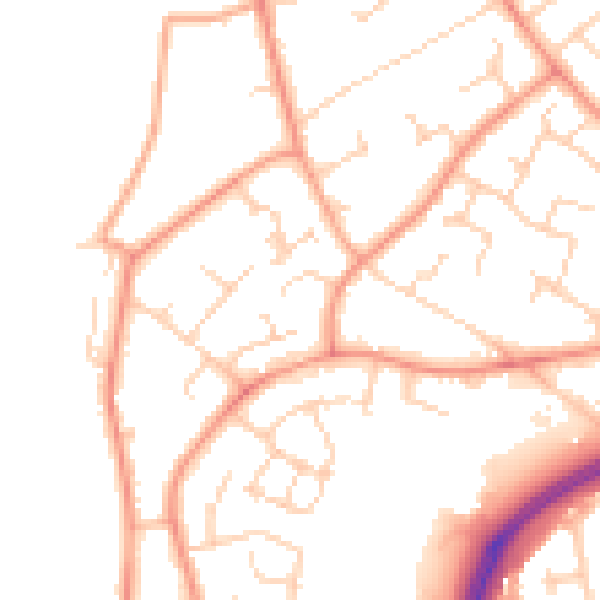 Daytime road noise heatmap for RH11 0DJ