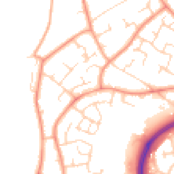 Daytime road noise heatmap for RH11 0DQ