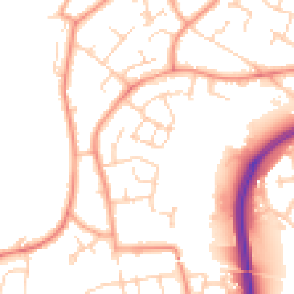 Daytime road noise heatmap for RH11 0FX
