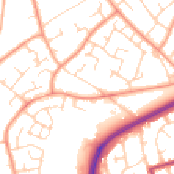 Daytime road noise heatmap for RH11 0HD
