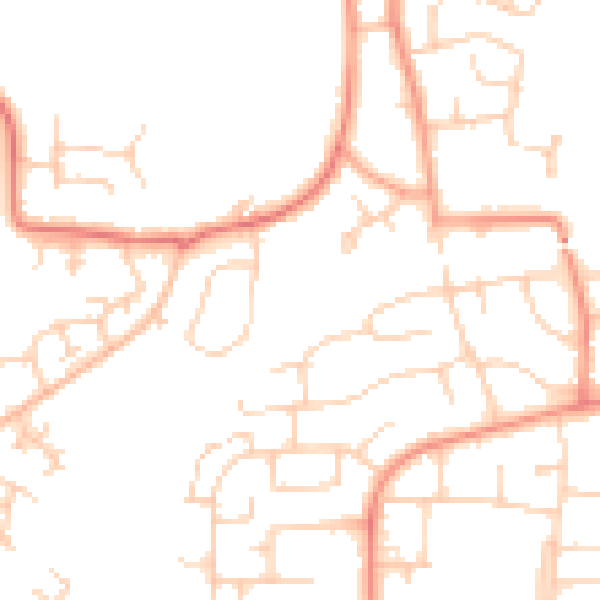Daytime road noise heatmap for RH11 0JE