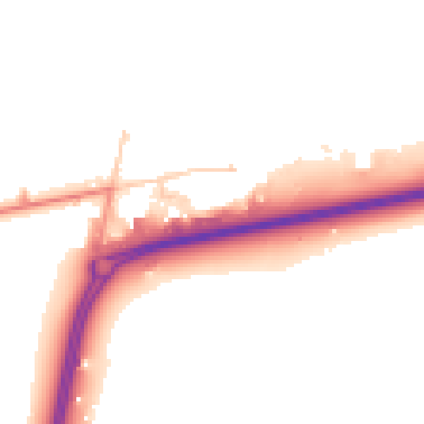 Daytime road noise heatmap for RH11 0PJ