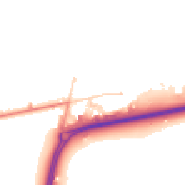Daytime road noise heatmap for RH11 0PQ