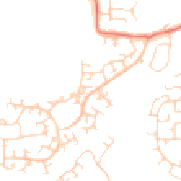 Daytime road noise heatmap for RH11 0TJ
