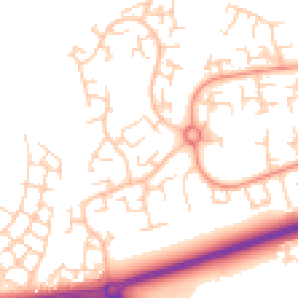 Daytime road noise heatmap for RH11 6AF