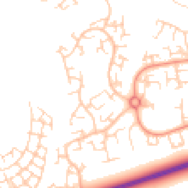 Daytime road noise heatmap for RH11 6AG