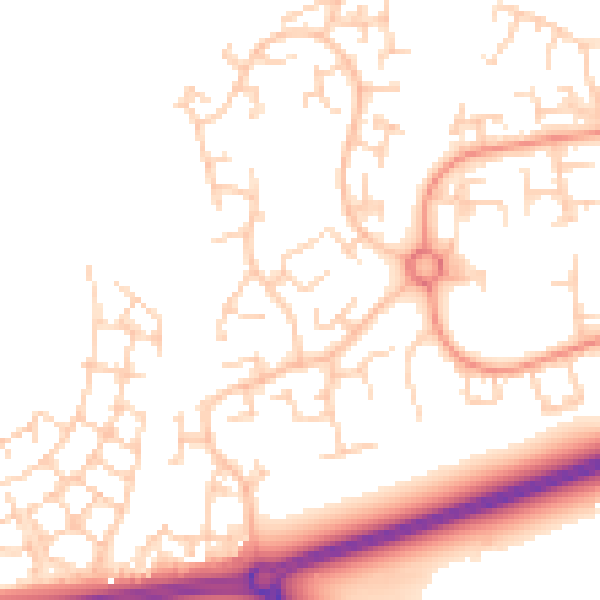 Daytime road noise heatmap for RH11 6AJ