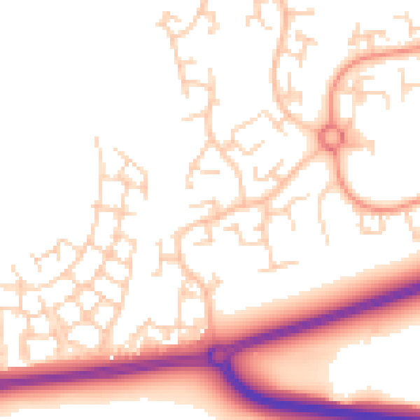 Daytime road noise heatmap for RH11 6AL