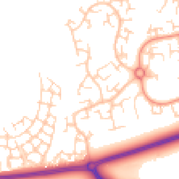 Daytime road noise heatmap for RH11 6AN
