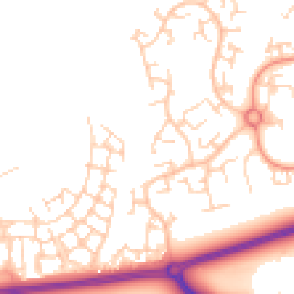 Daytime road noise heatmap for RH11 6AP