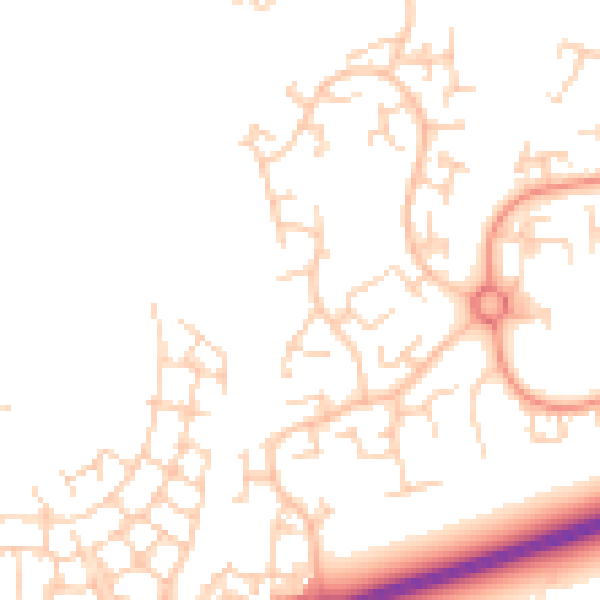 Daytime road noise heatmap for RH11 6AQ