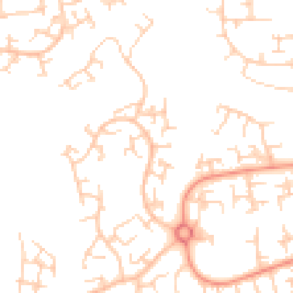 Daytime road noise heatmap for RH11 6BA