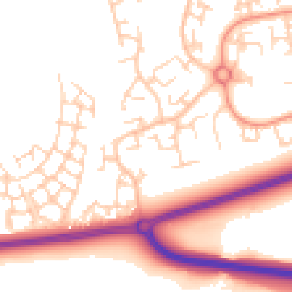 Daytime road noise heatmap for RH11 6ED