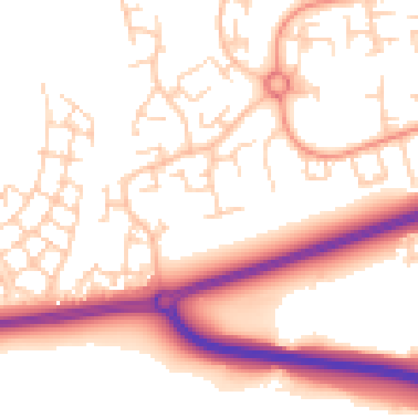 Daytime road noise heatmap for RH11 6EE