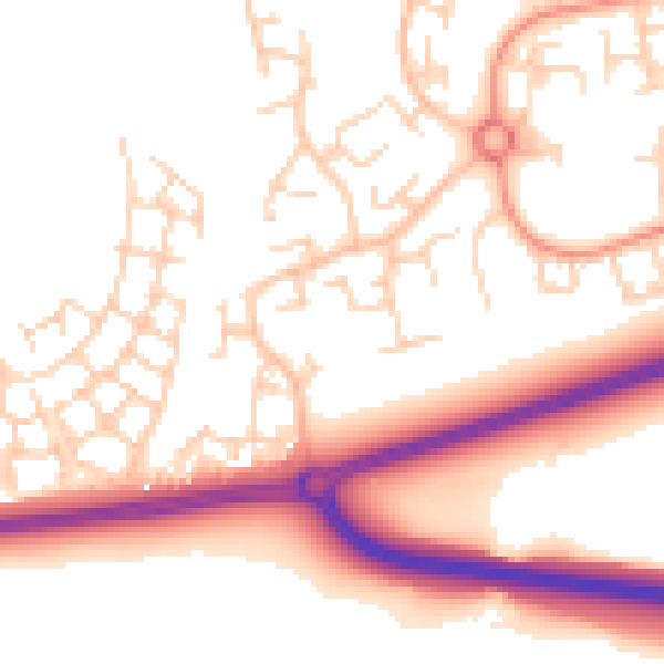 Daytime road noise heatmap for RH11 6EF