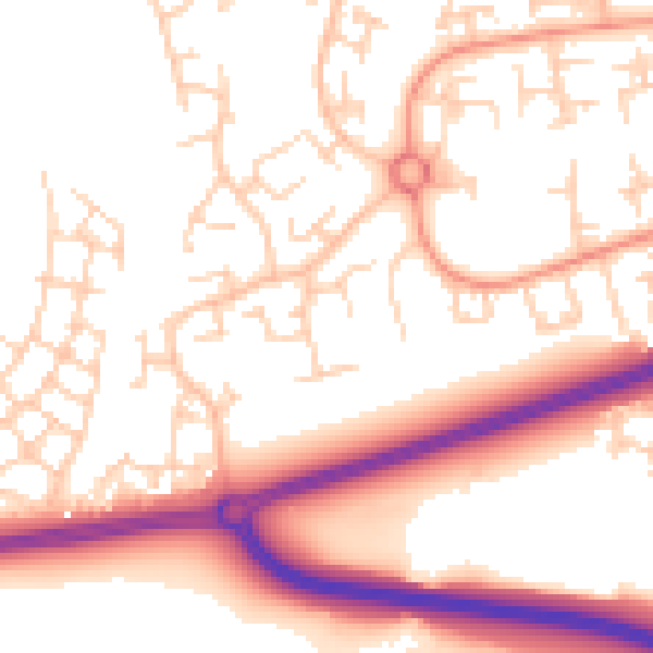 Daytime road noise heatmap for RH11 6EG