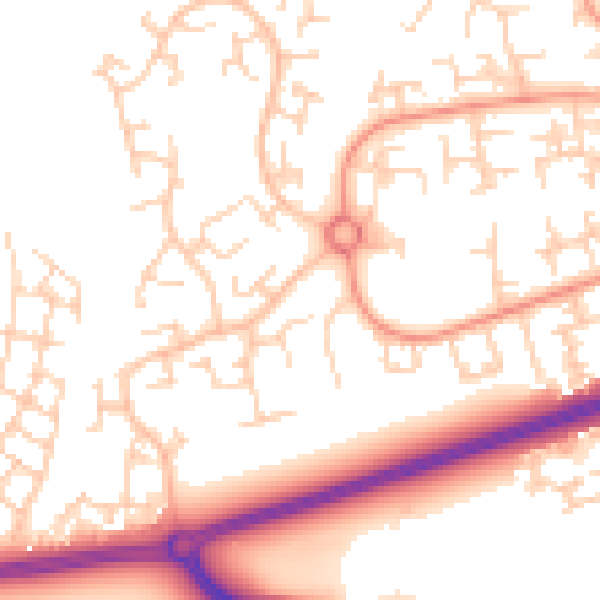 Daytime road noise heatmap for RH11 6EL