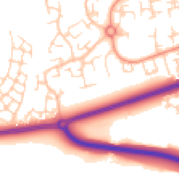 Daytime road noise heatmap for RH11 6EP