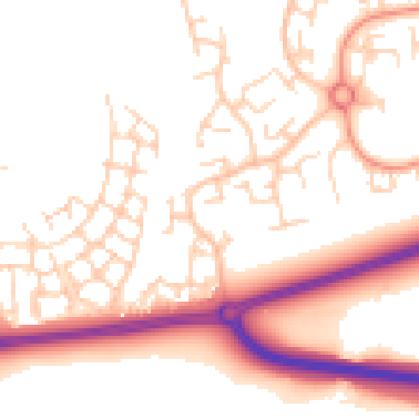 Daytime road noise heatmap for RH11 6ES
