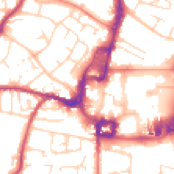 Daytime road noise heatmap for RH11 7AG