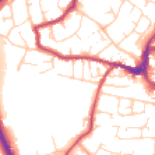 Daytime road noise heatmap for RH11 7BY