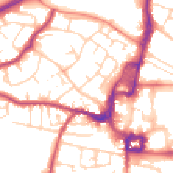 Daytime road noise heatmap for RH11 7DW