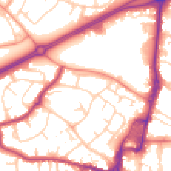 Daytime road noise heatmap for RH11 7GS