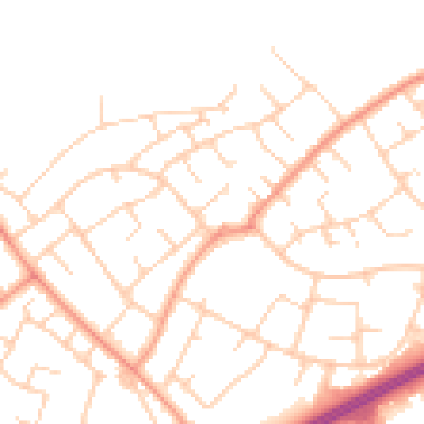 Daytime road noise heatmap for RH11 7GX