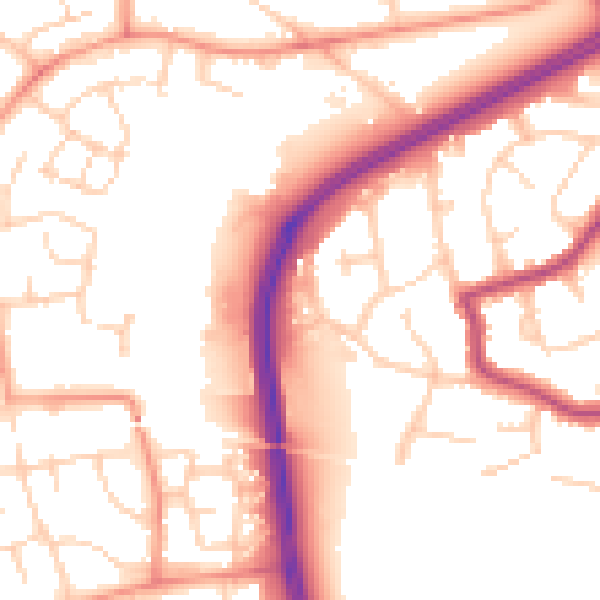 Daytime road noise heatmap for RH11 7LZ