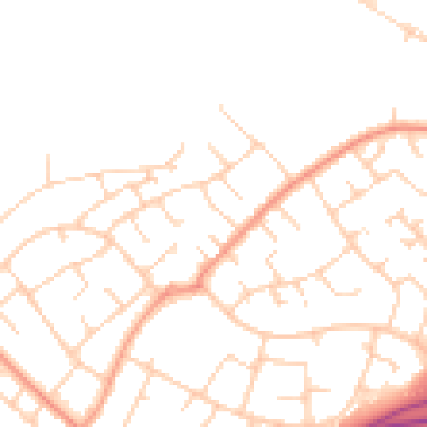 Daytime road noise heatmap for RH11 7NP
