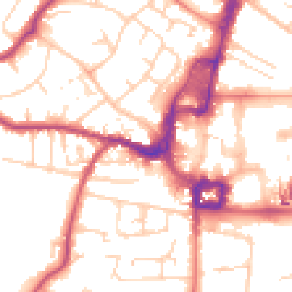 Daytime road noise heatmap for RH11 7PB