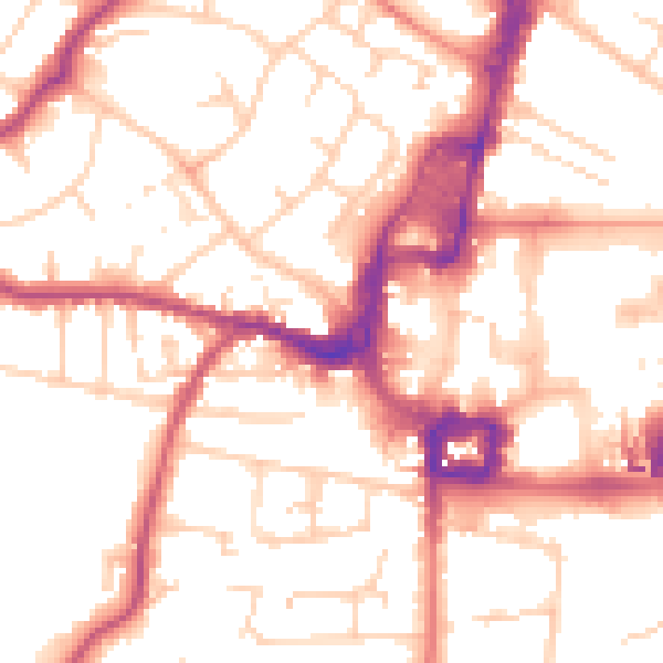 Daytime road noise heatmap for RH11 7PD