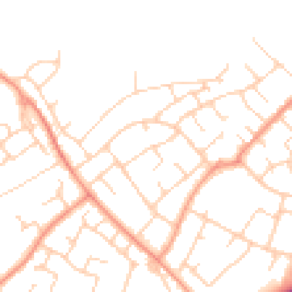 Daytime road noise heatmap for RH11 7PT