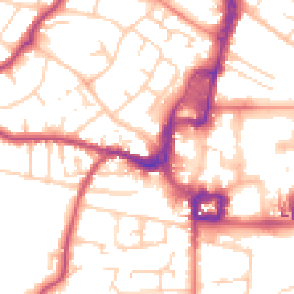 Daytime road noise heatmap for RH11 7QL