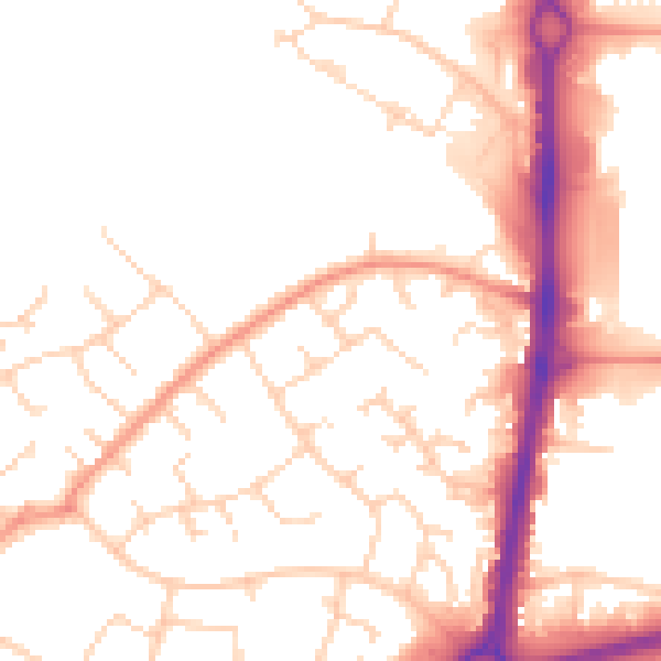 Daytime road noise heatmap for RH11 7SN