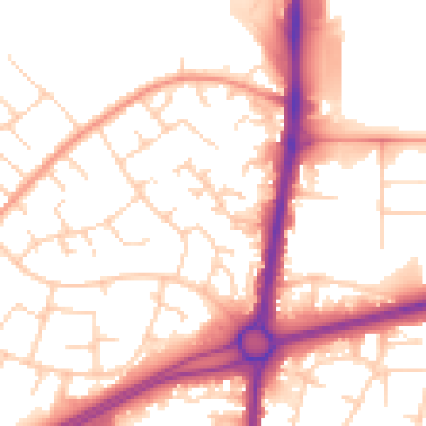 Daytime road noise heatmap for RH11 7UD