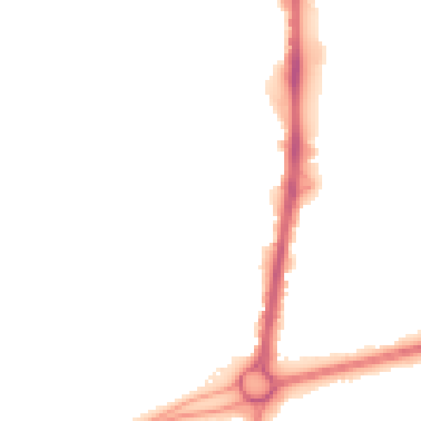 Night-time road noise heatmap for RH11 7UJ