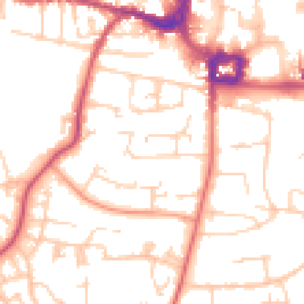 Daytime road noise heatmap for RH11 8AA