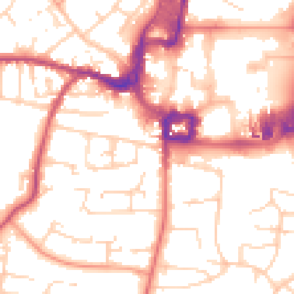 Daytime road noise heatmap for RH11 8AD